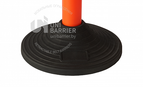 Стойка ограждения UniMaster-150RW+UniBase9 пластиковая красная c красно-белой лентой